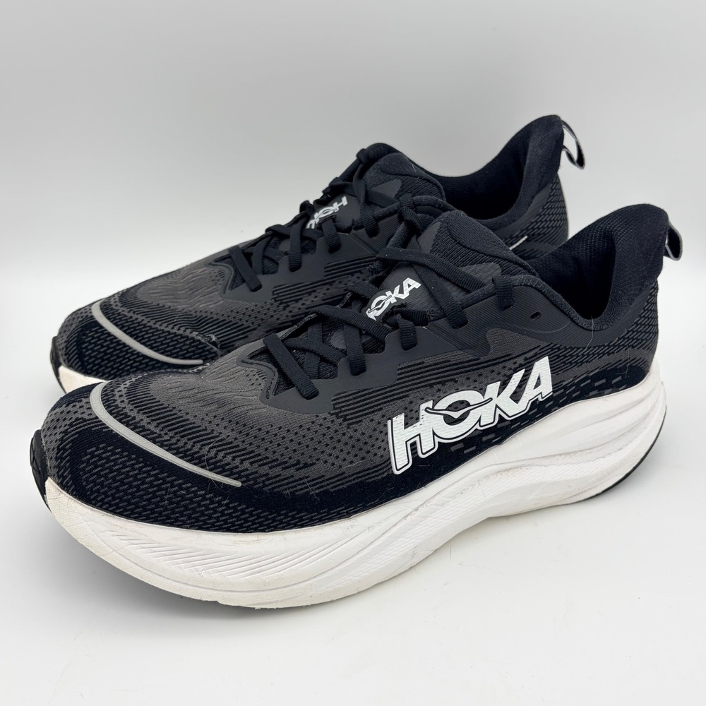 Hoka One One Skyflow Mens 12D Running Shoes Black White  Cross Training Tech